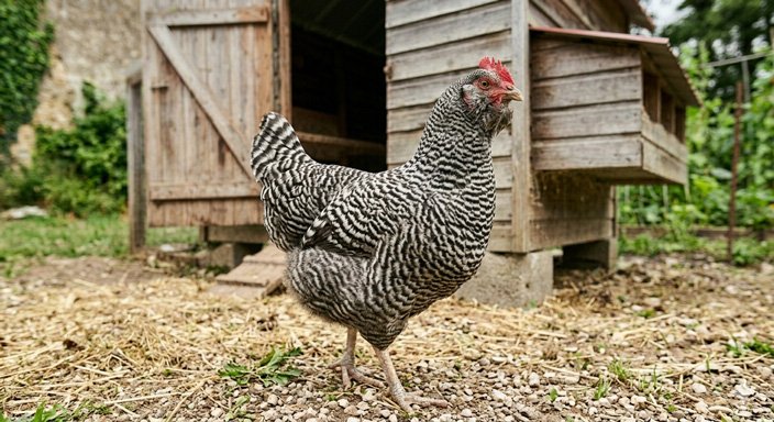 Poule Hollandaise à huppe blanche, une race d'ornement spectaculaire pour le jardin.